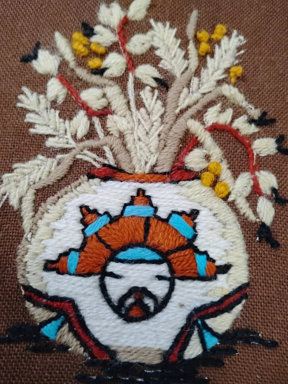 Vintage Sunset Designs Mini Crewel Embroidery Southwest Theme Panels Pair
